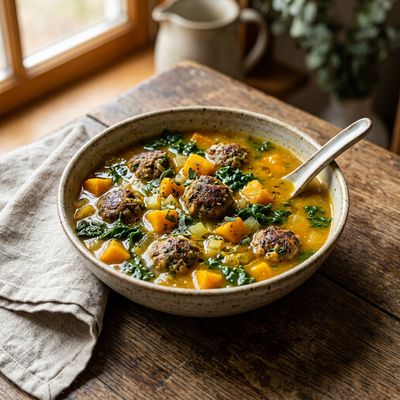 Butternut Squash and Pork Meatball Soup